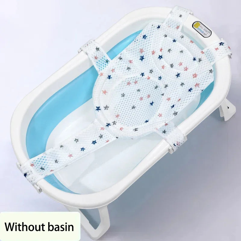 Baby Bath Net Mat Children Newborn Adjustable Bathtub Pillow Seat Cushion Cross-shaped Anti-slip Bathtub Shower Cradle Bed Seat