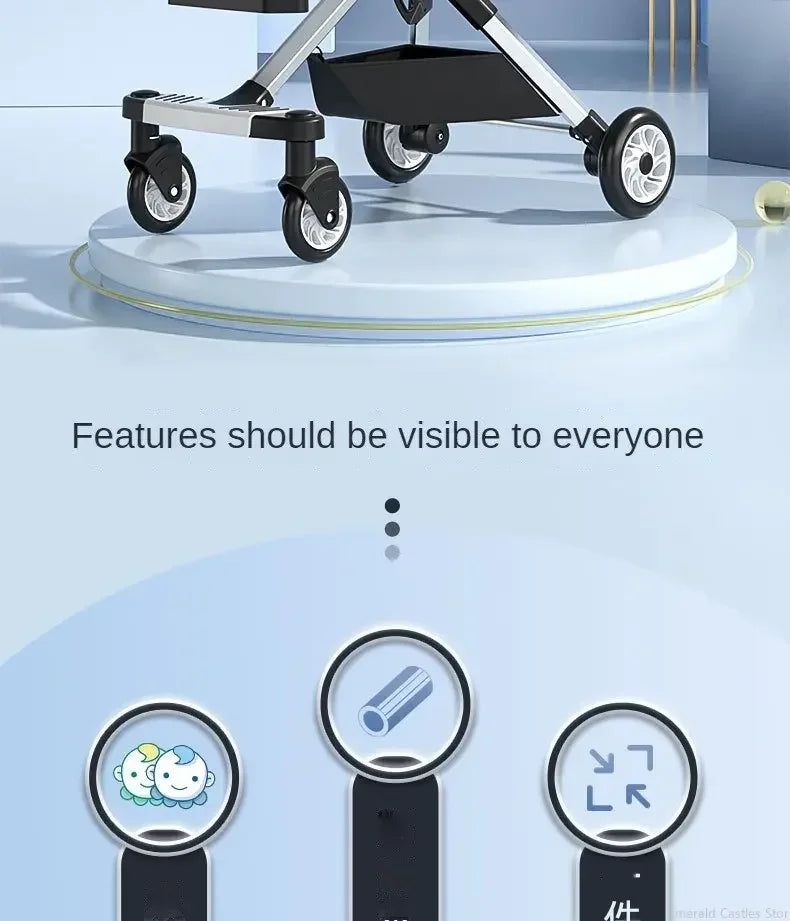 Lightweight Twin Baby Stroller with Canopy for Infants & Toddlers Portable Travel Twin Umbrella Stroller Compact Aluminum Frame