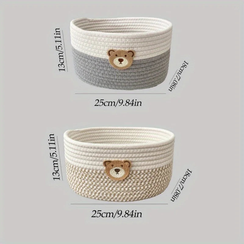 A small bear-patterned baby room basket / baby room decoration / baby room storage basket / desktop remote control storage box.